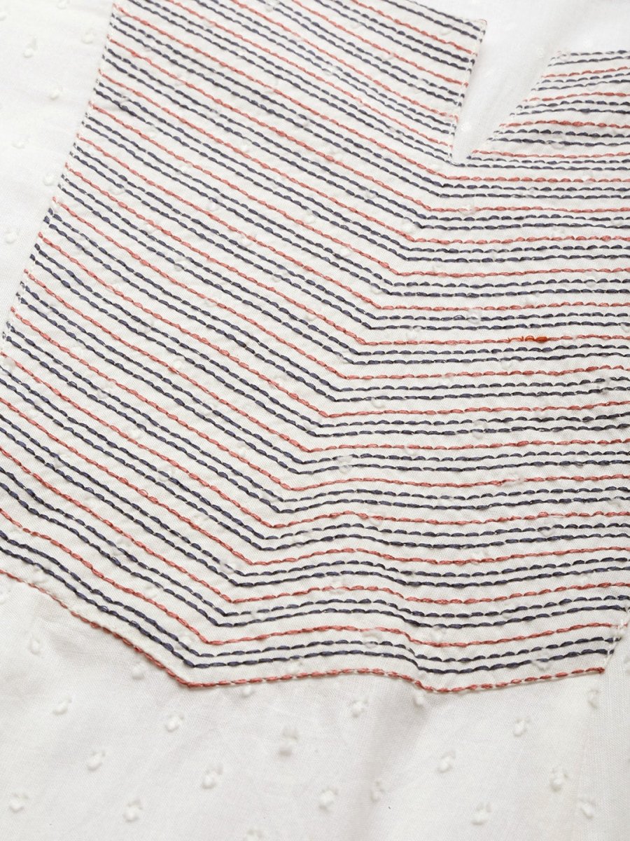 Anouk Women White Woven Design Kurta with Trousers & Dupatta - Distacart