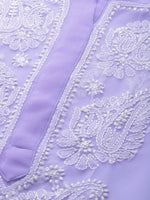 Thumbnail for ADA Women Lavender & White Chikankari Embroidered Kurta with Trousers & Inner - Distacart