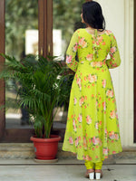 Thumbnail for Kalini Floral Printed Long Sleeves Regular Gotta Patti Kurta With Churidar & Dupatta - Distacart