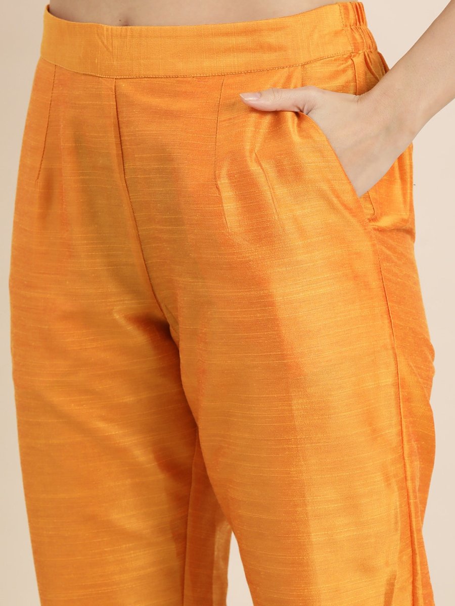 All About You Women Orange Regular Kurta with Trousers & With Dupatta - Distacart