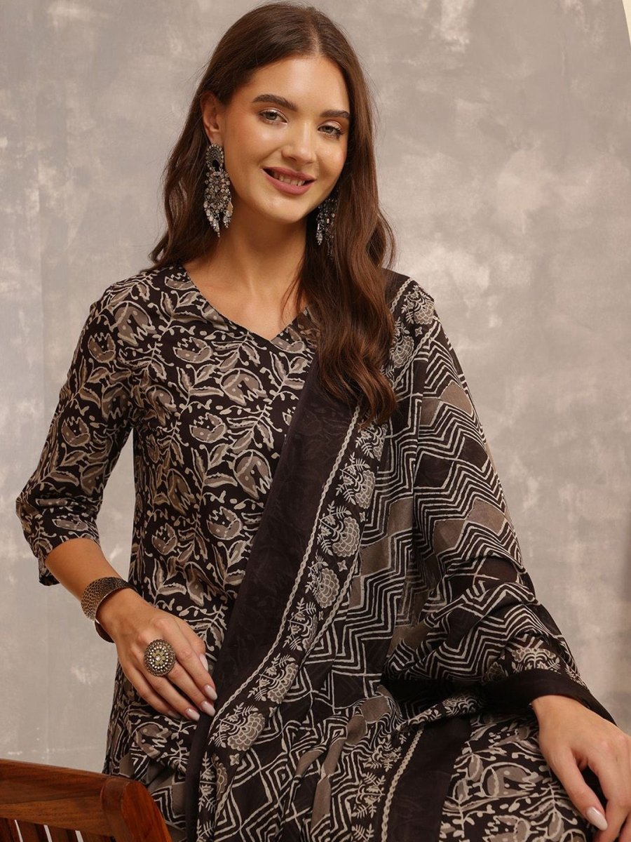 Anouk Women Ethnic Motifs Printed Regular Pure Cotton Kurta with Trousers & With Dupatta - Distacart