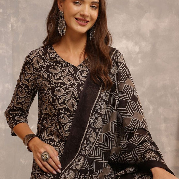 Anouk Women Ethnic Motifs Printed Regular Pure Cotton Kurta with Trousers & With Dupatta - Distacart