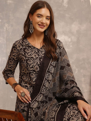 Anouk Women Ethnic Motifs Printed Regular Pure Cotton Kurta with Trousers & With Dupatta - Distacart