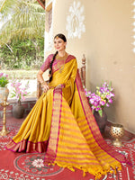Thumbnail for Anouk Yellow & Pink Zari Art Silk Saree - Distacart