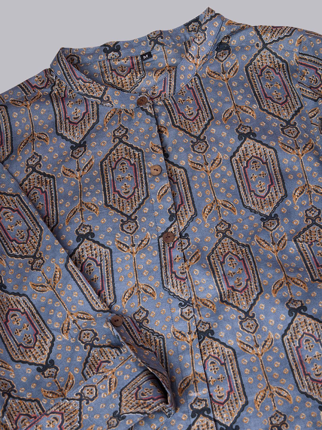 Ode by House of Pataudi Floral Printed Regular Pure Cotton Kurta with Trousers - Distacart