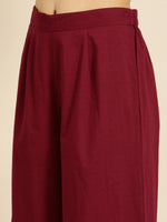 Thumbnail for All About You Women Maroon Self Design Pure Cotton A-Line Kurta with Palazzos - Distacart