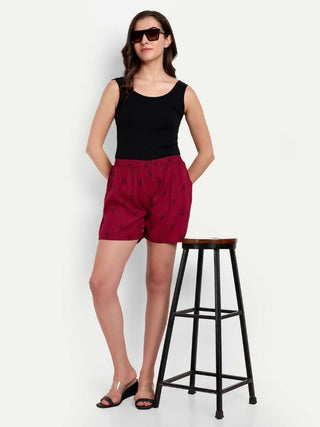 Alvano Printed Green, Maroon Boxer Shorts, Night Shorts, Regular Shorts, Bermuda Shorts - Distacart