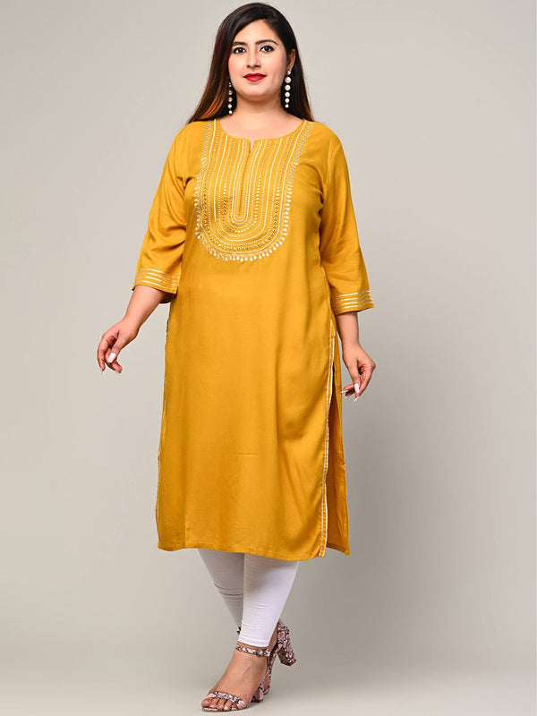 Swasti Women Mustard Yellow Printed Flared Sleeves Floral Kurta - Distacart