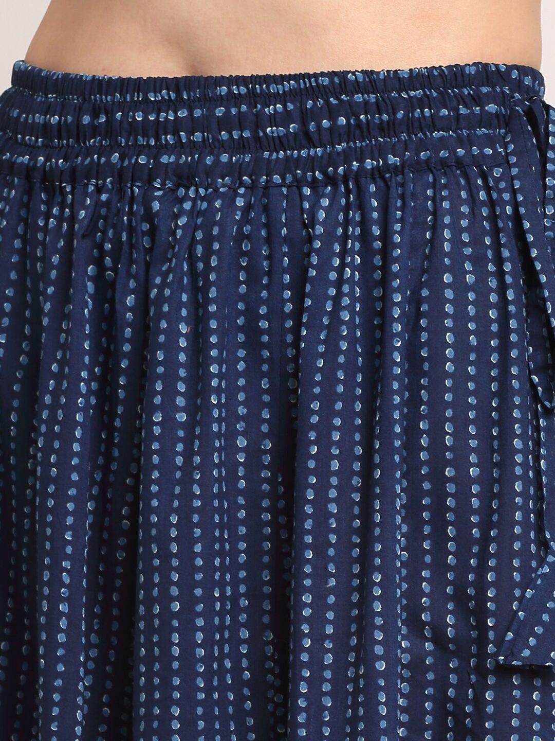 TAG 7 Women Navy Blue Indigo Floral Print Flared Palazzo