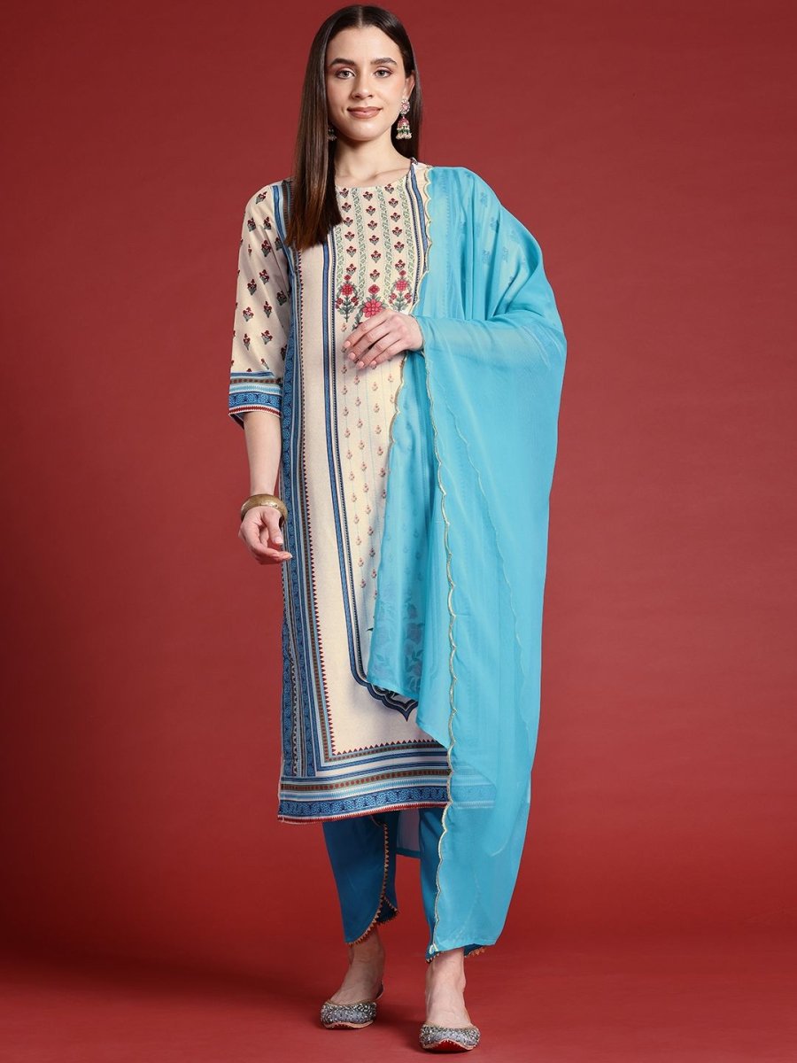 Anouk Floral Printed Kurta Suit Set - Distacart