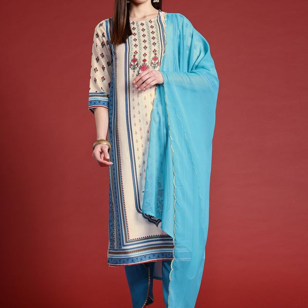 Anouk Floral Printed Kurta Suit Set - Distacart