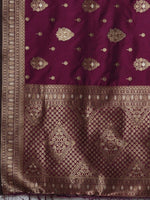 Thumbnail for Anouk Purple & Gold-Toned Ethnic Motifs Zari Banarasi Saree - Distacart