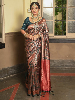 Anouk Abstract Woven Design Zari Art Silk Saree - Distacart