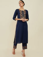Thumbnail for Soch Women Floral Embroidered Kurta With Trousers - Distacart