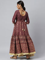Thumbnail for AURELIA Maroon Ethnic Motifs Maxi Dress