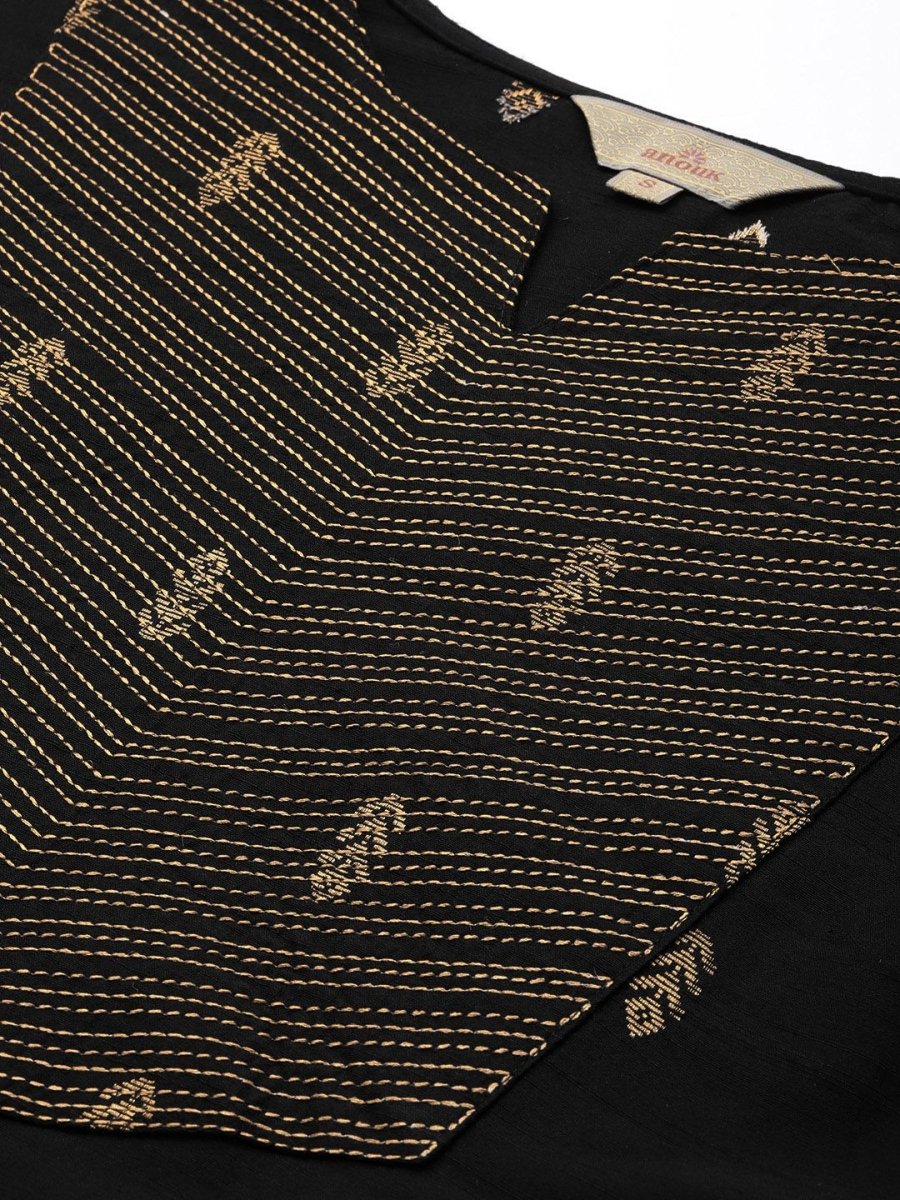 Anouk Ethnic Motifs Kantha Work Dobby Kurta - Distacart