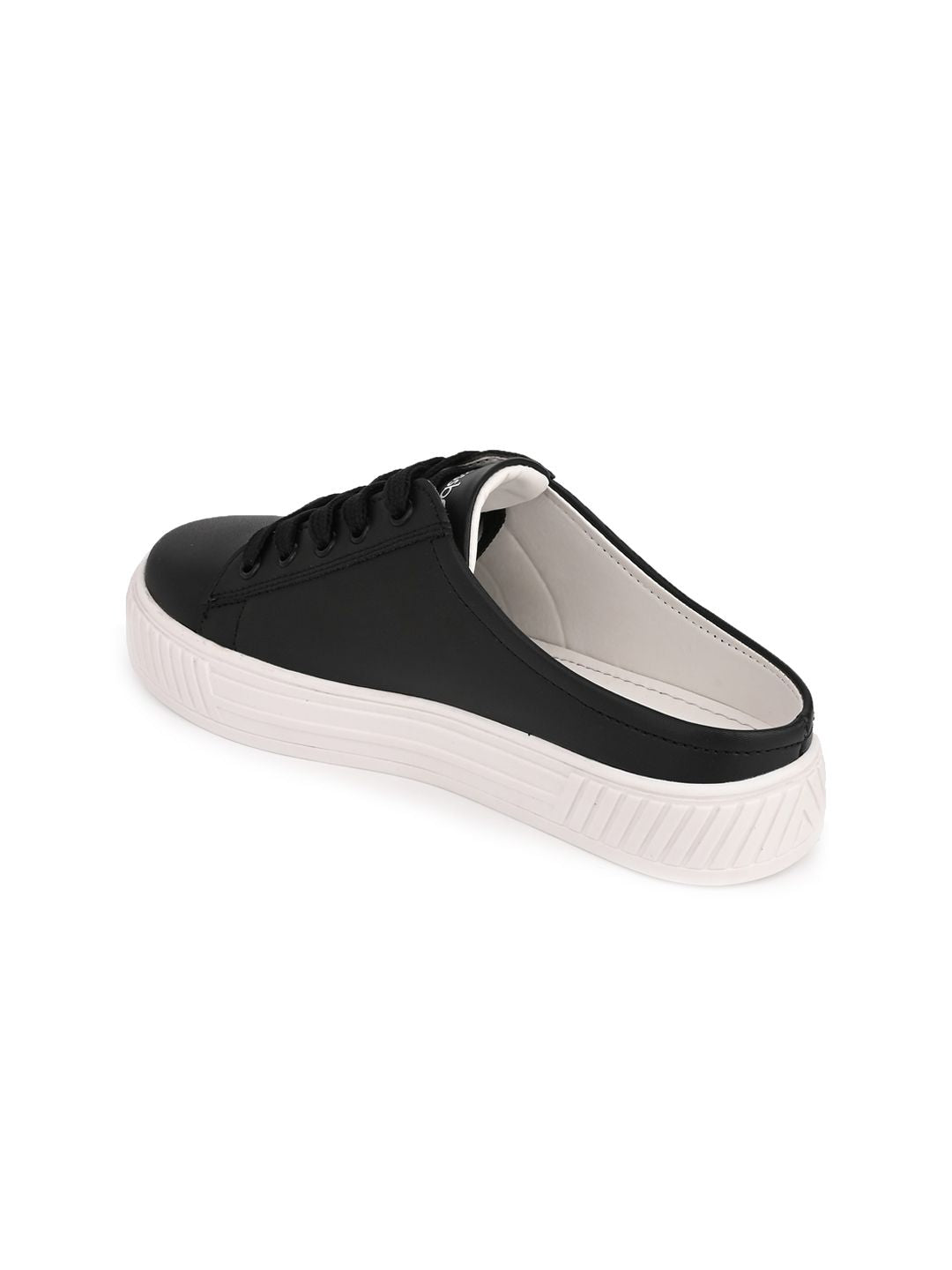 DressBerry Women Black & White Comfort Insole Mule Sneakers