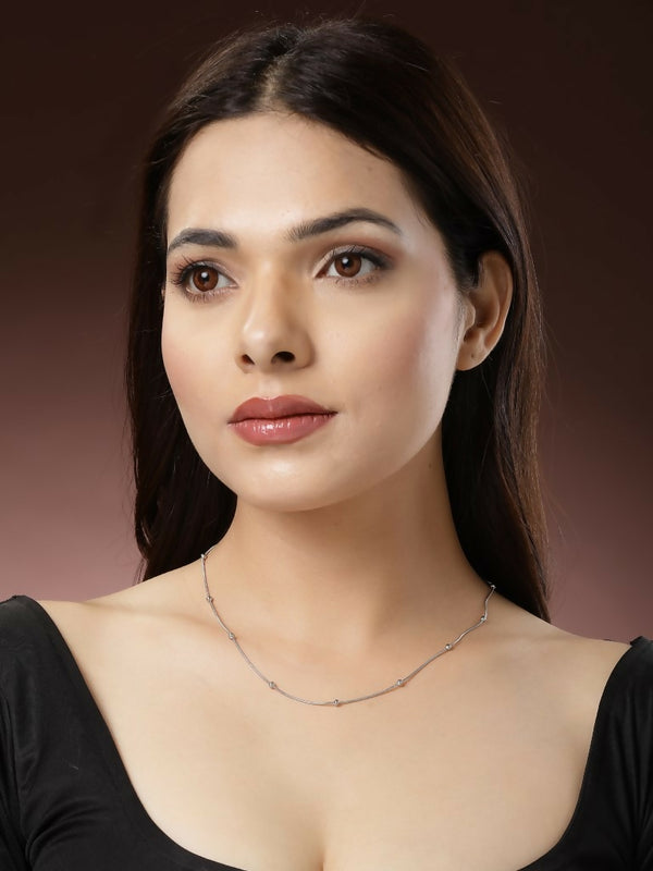 NVR Women's Silver-Toned Artificial Beads German Silver Oxidised Chain - Distacart