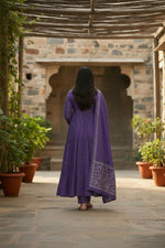 Thumbnail for The52 Women's Beautiful Cotton Fabric Embroidery Work Flared Anarkali Pant and Dupatta Set - Distacart
