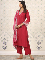Thumbnail for Ode by House of Pataudi Women Ethnic Motifs Yoke Design Regular Thread Work Kurta with Trousers & With - Distacart