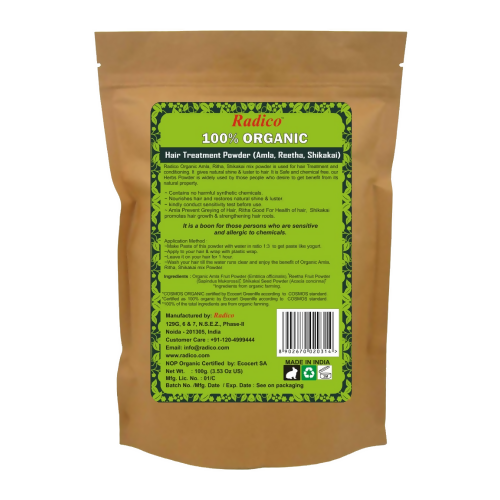 Radico Organic Amla Reetha Shikakai Mix Hair Treatment Powder - Distacart