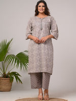 Thumbnail for Swasti Women Floral Printed Regular Sequinned Pure Cotton Kurta with Trousers & With Dupatta - Distacart