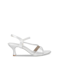 Thumbnail for Metro Women Silver-Toned Kitten Heel Sandals