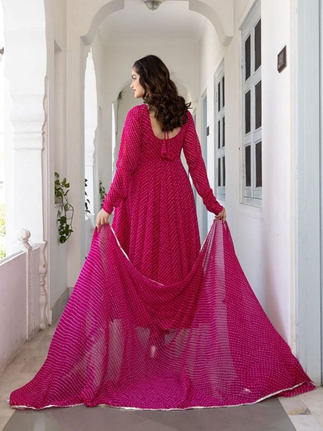 Kalini Leheriya Printed Georgette Anarkali Kurta With Dupatta - Distacart