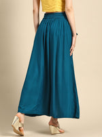 Thumbnail for TAG 7 Women Teal Blue Solid Flared Palazzos