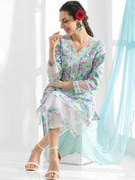 Thumbnail for Anouk Floral Printed Regular Kantha Work Pure Cotton Kurta With Trousers & Dupatta