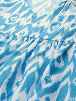 Thumbnail for Anouk Women Blue & White Printed Pleated Pure Cotton Kurti with Trousers - Distacart