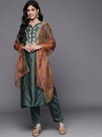 Thumbnail for Indo Era Women Green Ethnic Motifs Embroidered Kurta with Trousers & With Dupatta
