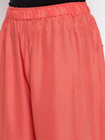 Thumbnail for TAG 7 Women Peach-Coloured Solid Flared Palazzos