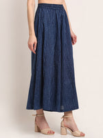 Thumbnail for TAG 7 Women Navy Blue Printed Flared Palazzos