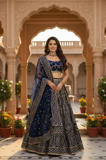 Thumbnail for Lehenga Mart Designer Indian Wedding Lehenga Choli-Blue - Distacart