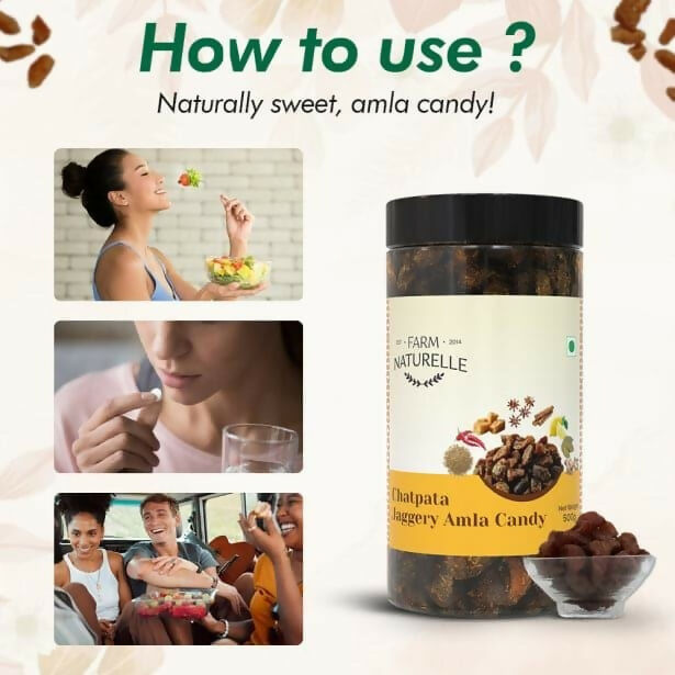 Farm Naturelle Chatpata Jaggery Amla Candy - Tangy