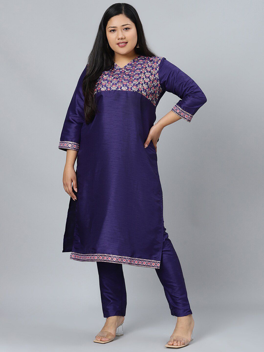 Sztori Plus Size Ethnic Motifs Printed Straight Kurta with Trousers - Distacart