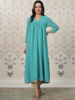 Thumbnail for Ode by House of Pataudi Mandarin Collar A-Line Kurta - Distacart