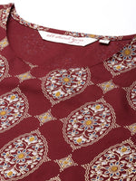 Thumbnail for All About You Women Maroon Printed Kurta with Trousers - Distacart