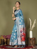Thumbnail for Astita Linen Cotton Sky Blue Saree