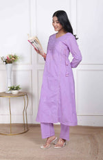 Thumbnail for Miravan Womens Lavender Angrakha Kurta Set - Distacart