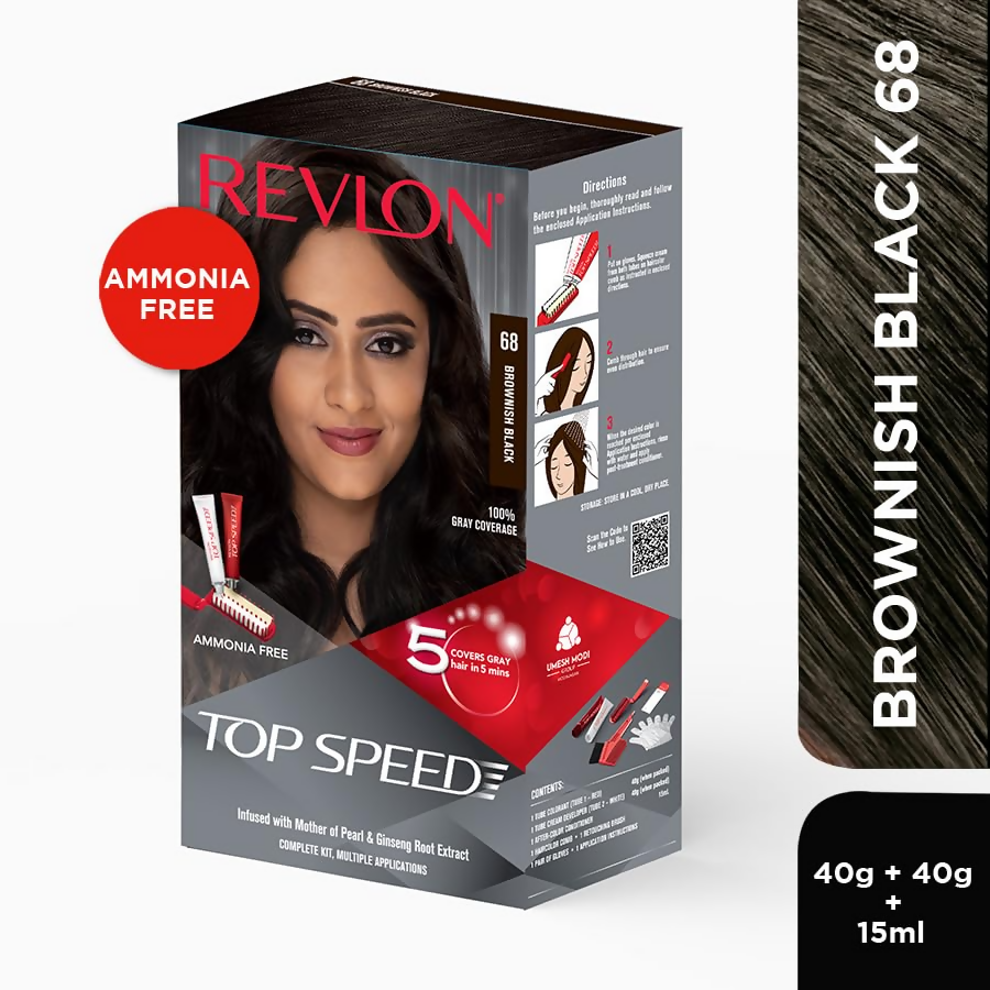 Revlon Top Speed Hair color Women - Brownish Black 68 - Distacart