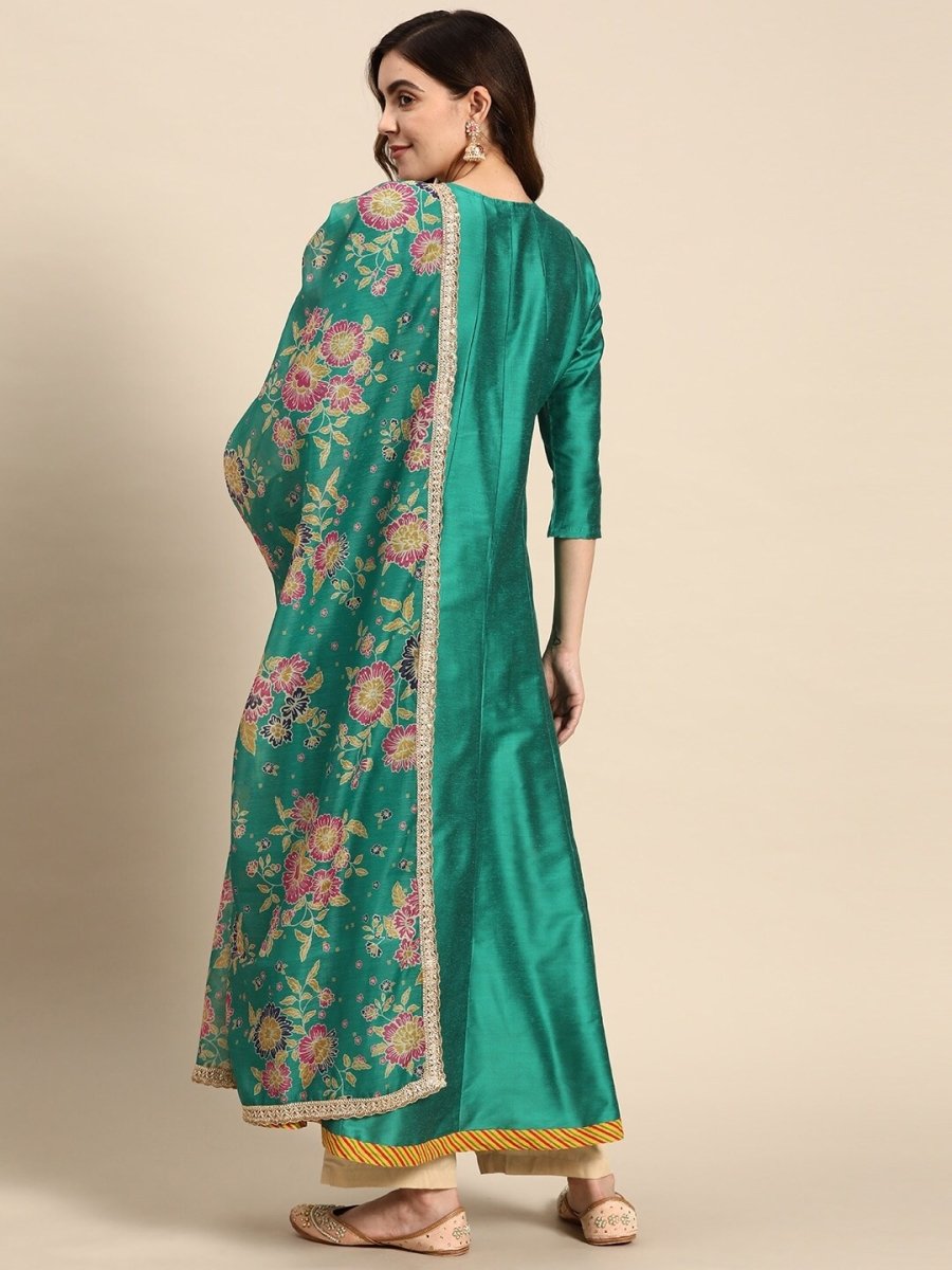 All About You Women Keyhole Neck A-Line Kurta & Dupatta - Distacart