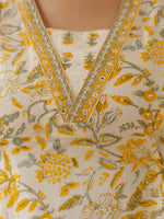 Thumbnail for Kalini Floral Printed Sequined Mirror Work A-line Pure Cotton Kurta with Patiala & Dupatta - Distacart