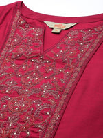 Thumbnail for Anouk Women Red Yoke Design Kurta with Palazzos & With Dupatta