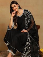 Thumbnail for Kalini Rpund Neck Thread Work Anarkali Kurta with Palazzos & Dupatta