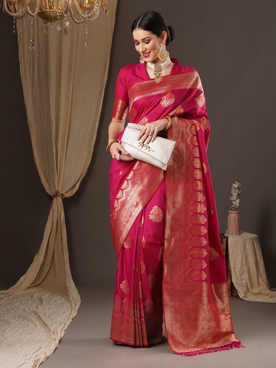 Anouk Floral Woven Design Zari Silk Blend Banarasi Saree - Distacart