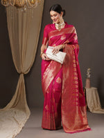 Thumbnail for Anouk Floral Woven Design Zari Silk Blend Banarasi Saree - Distacart
