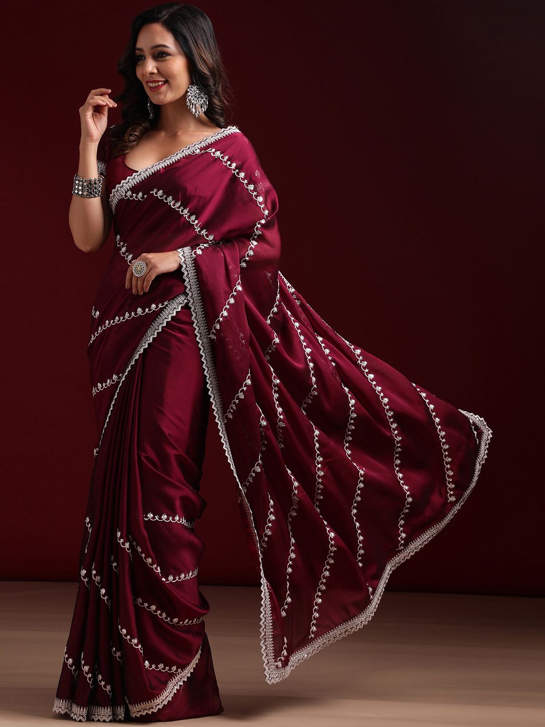 kasee Floral Embroidered Pure Silk Saree - Distacart