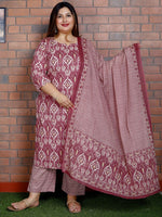 Thumbnail for Swasti Women Floral Printed Regular Sequinned Pure Cotton Kurta with Trousers & With Dupatta - Distacart